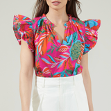 VNECK RUFFLE CAP SLEEVE BLOUSE (last one)