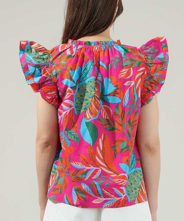 VNECK RUFFLE CAP SLEEVE BLOUSE (last one)
