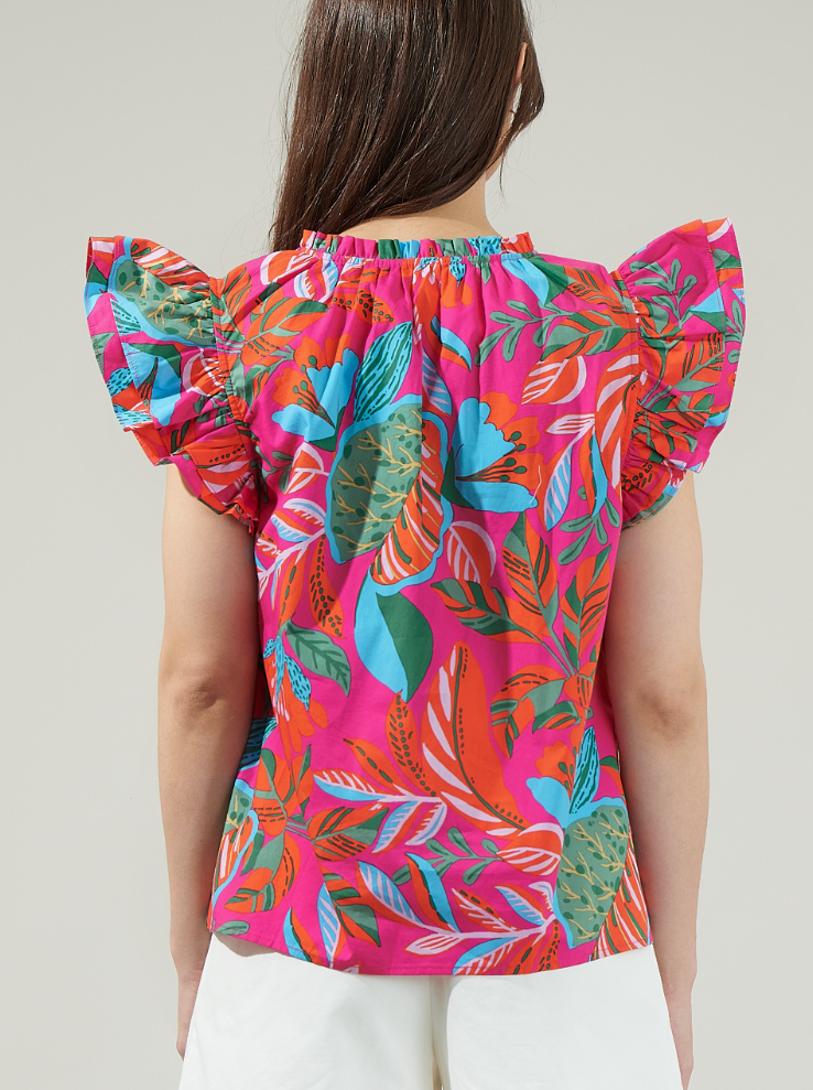 VNECK RUFFLE CAP SLEEVE BLOUSE (last one)