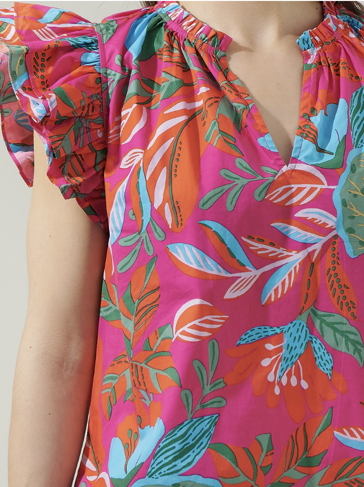 VNECK RUFFLE CAP SLEEVE BLOUSE (last one)