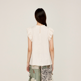 BUBBLE SLEEVE SATIN BLOUSE