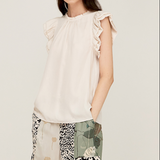 BUBBLE SLEEVE SATIN BLOUSE