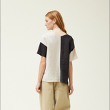 TWO TONED LINEN BLOUSE