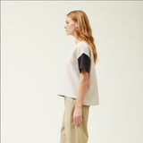 TWO TONED LINEN BLOUSE