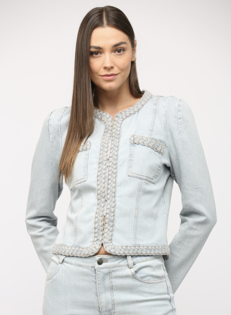 BRAIDED TRIM JEAN JACKET