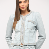 BRAIDED TRIM JEAN JACKET