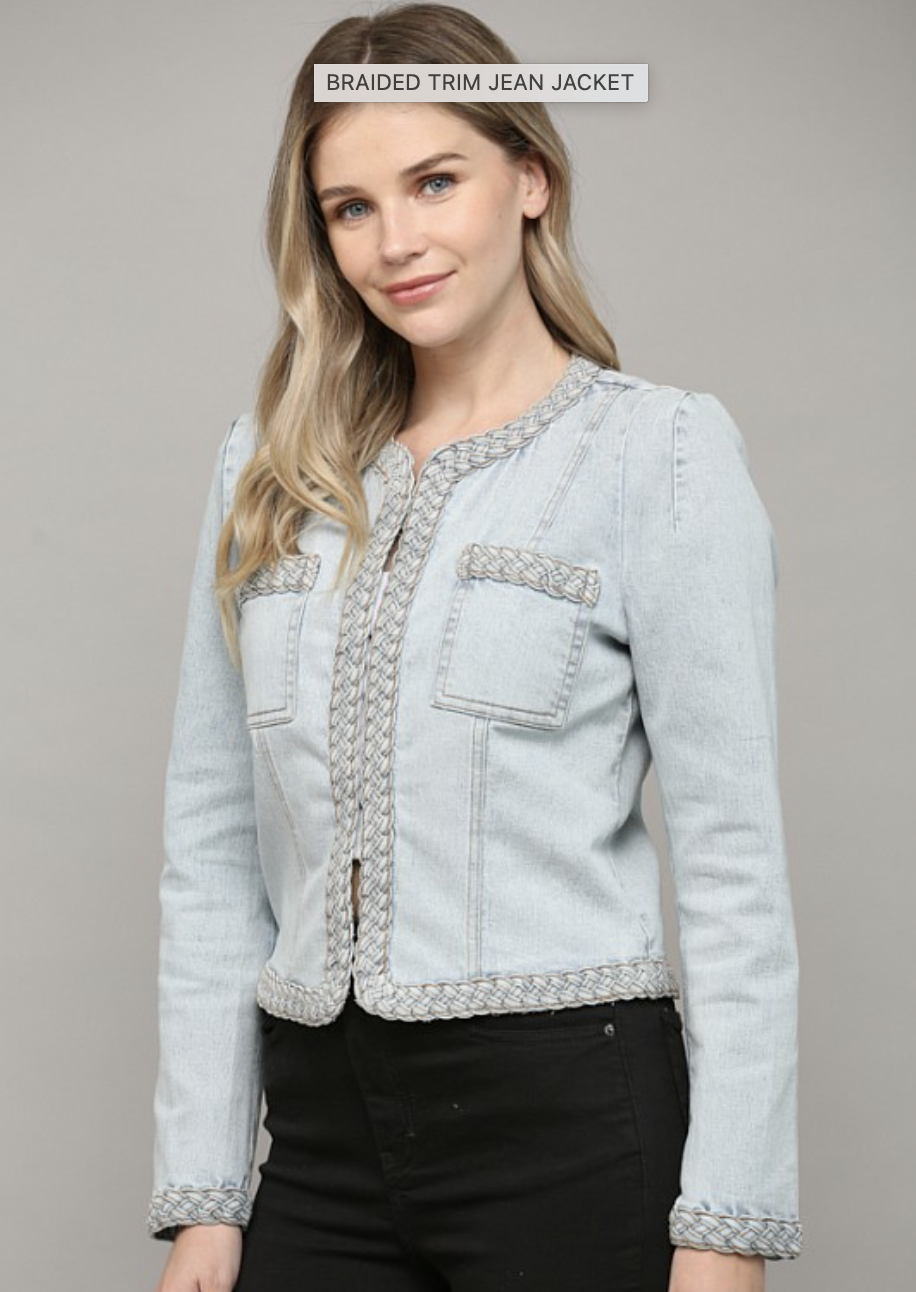 BRAIDED TRIM JEAN JACKET