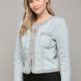 BRAIDED TRIM JEAN JACKET
