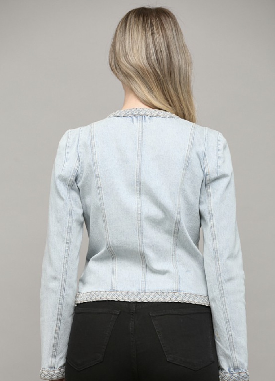 BRAIDED TRIM JEAN JACKET