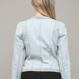 BRAIDED TRIM JEAN JACKET