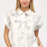 SCENIC PRINT LINEN TOP
