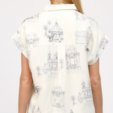 SCENIC PRINT LINEN TOP