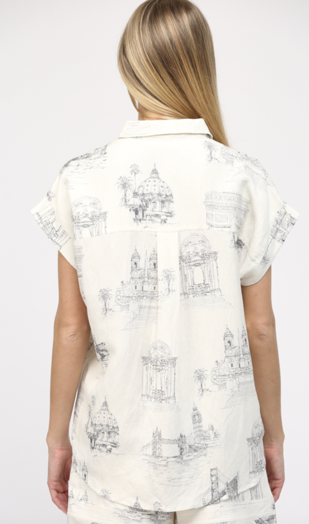 SCENIC PRINT LINEN TOP