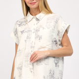 SCENIC PRINT LINEN TOP