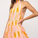 PRINTED VOILE HALTER DRESS