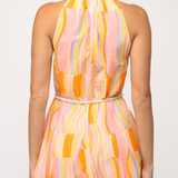 PRINTED VOILE HALTER DRESS