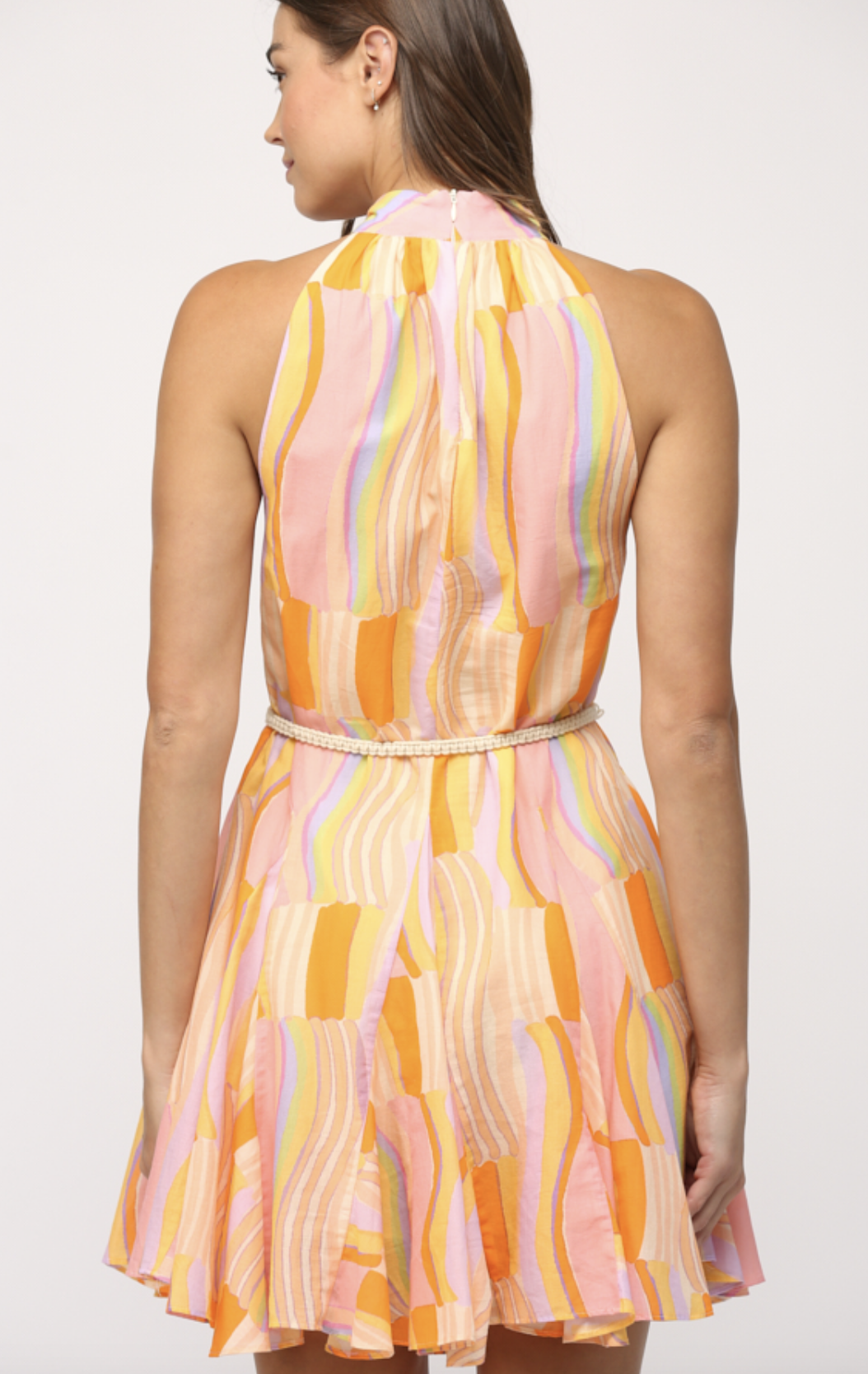 PRINTED VOILE HALTER DRESS