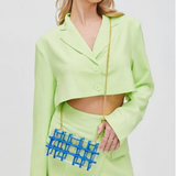 CLEAR LUCITE W/ WOVEN KNOT DETAIL