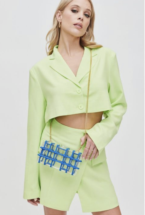 CLEAR LUCITE W/ WOVEN KNOT DETAIL