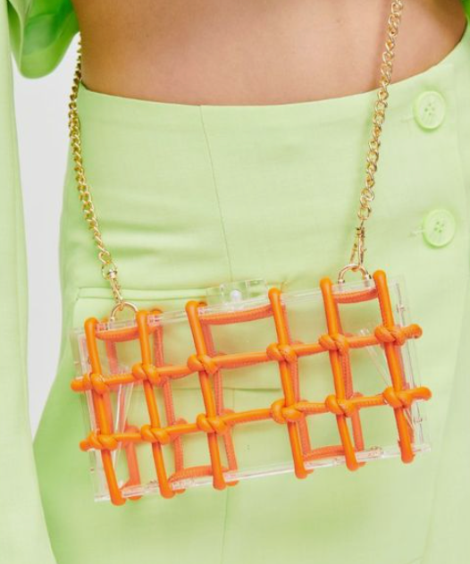 CLEAR LUCITE W/ WOVEN KNOT DETAIL