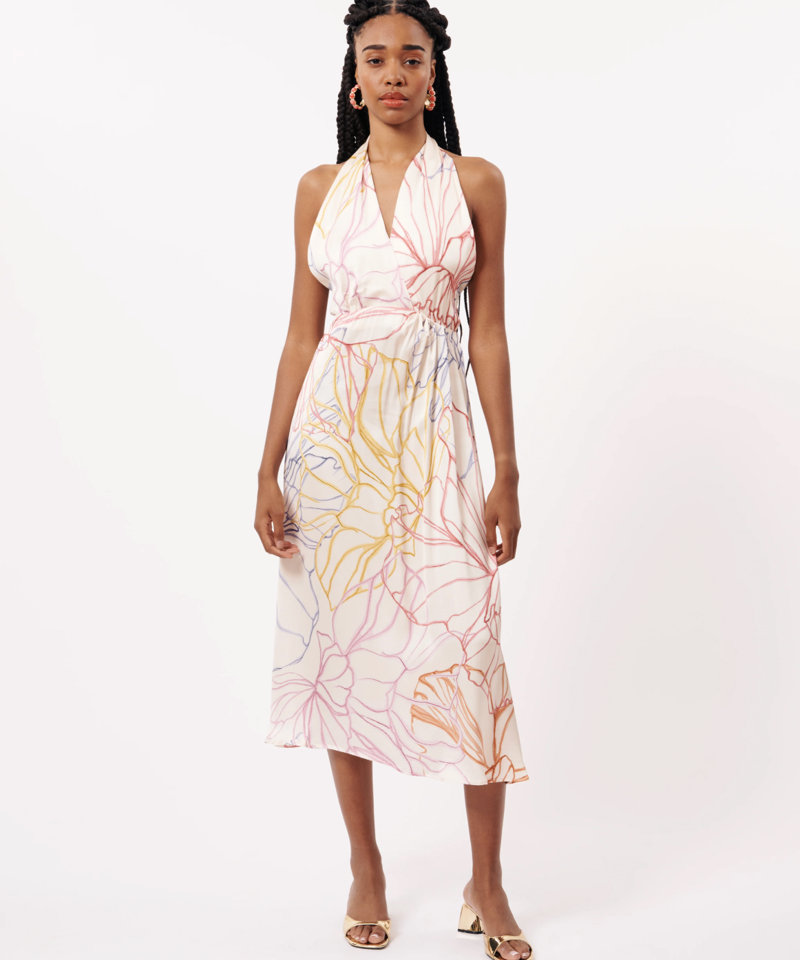 PASTEL SKETCH HALTER DRESS