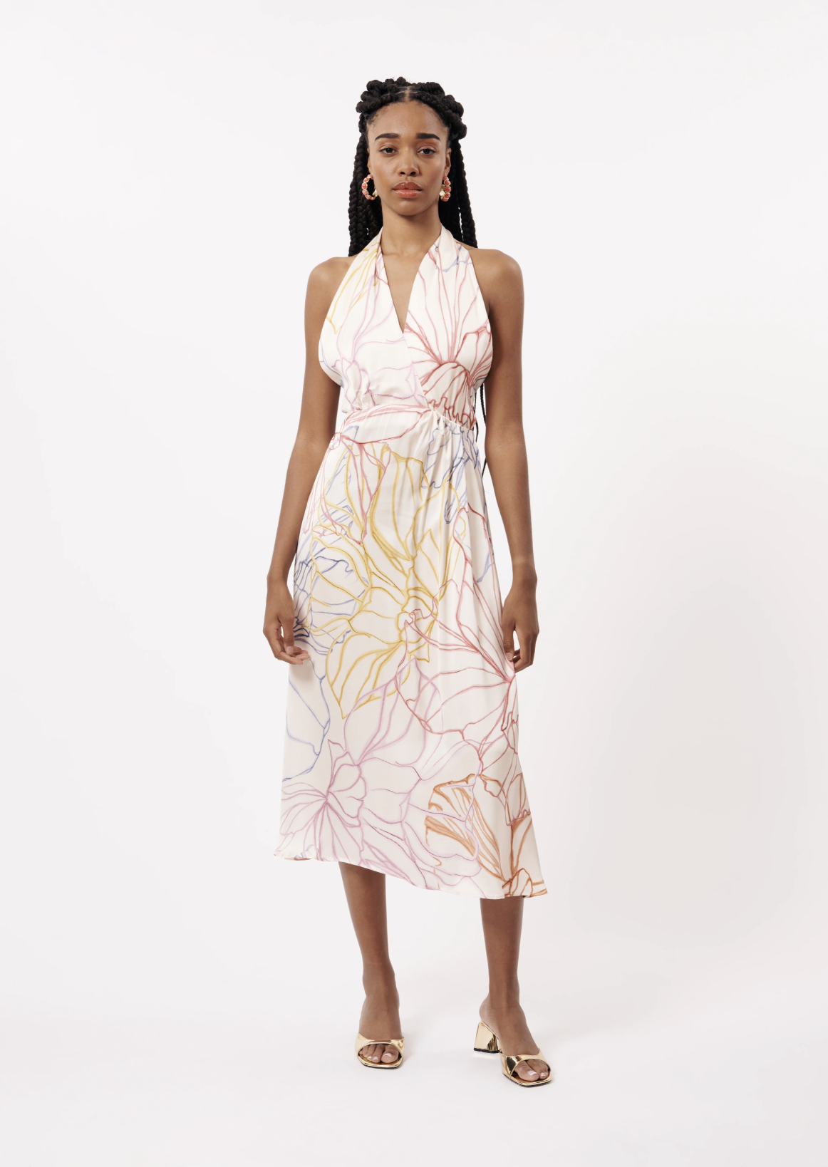 PASTEL SKETCH HALTER DRESS