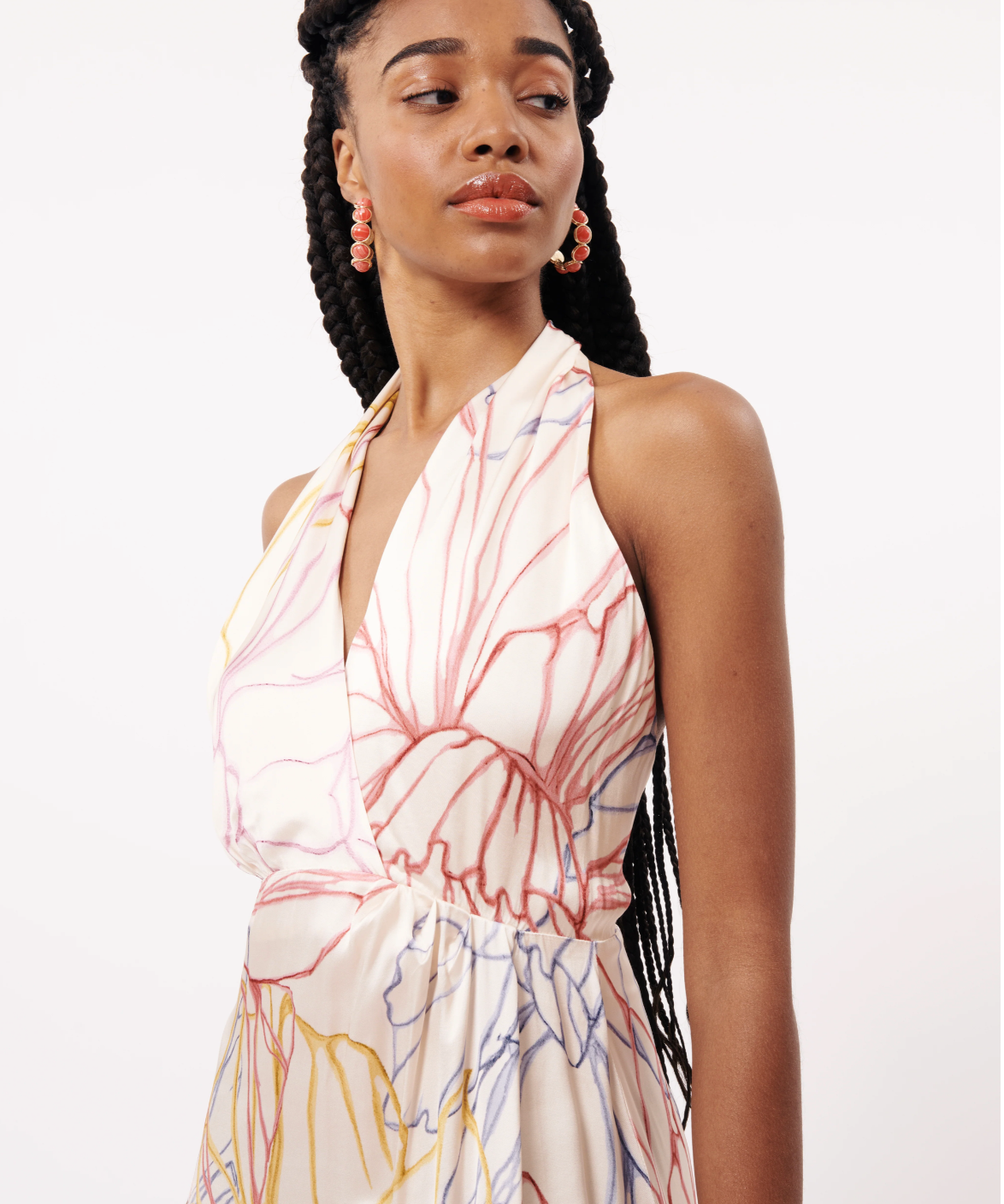 PASTEL SKETCH HALTER DRESS