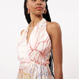 PASTEL SKETCH HALTER DRESS