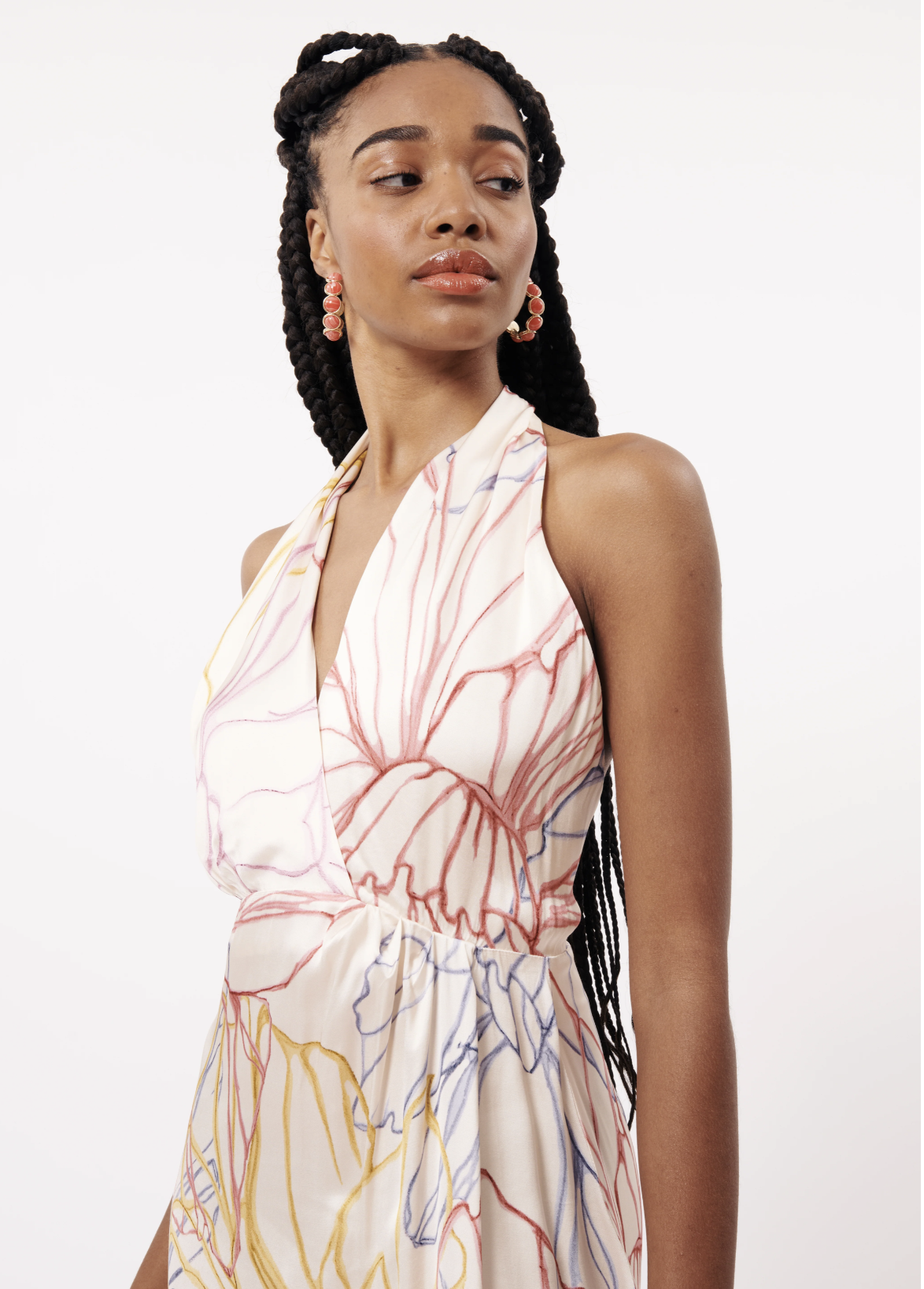 PASTEL SKETCH HALTER DRESS