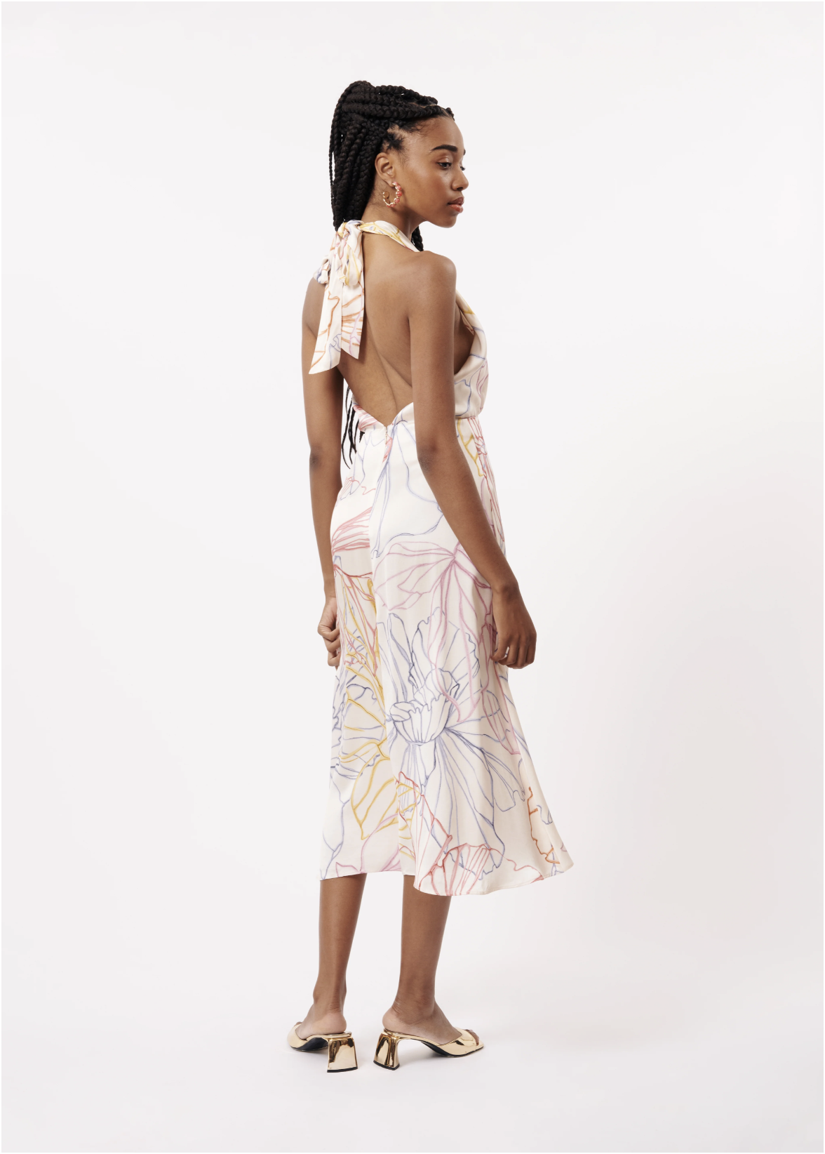 PASTEL SKETCH HALTER DRESS