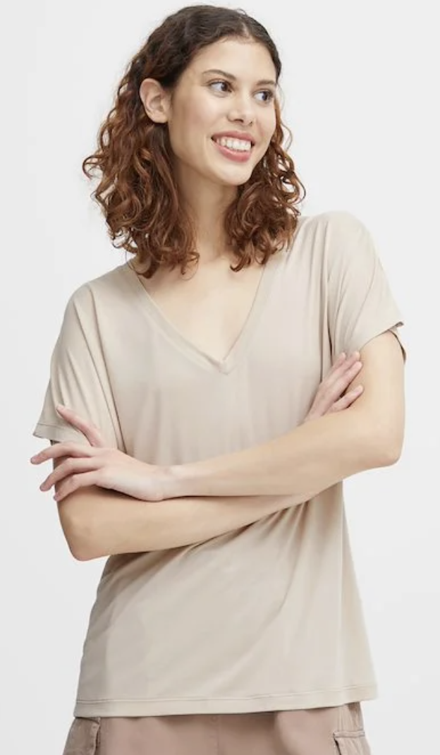 SOLID SSLV JERSEY VNECK TEE