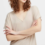 SOLID SSLV JERSEY VNECK TEE