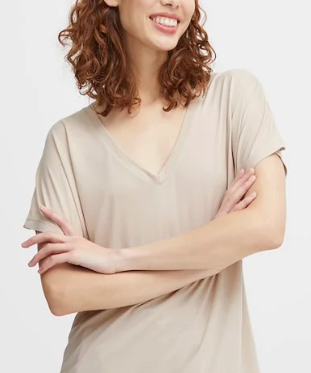 SOLID SSLV JERSEY VNECK TEE
