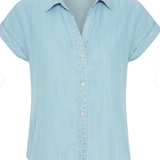 SSLV DENIM BUTTON DOWN BLOUSE