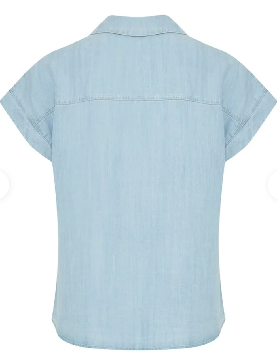 SSLV DENIM BUTTON DOWN BLOUSE