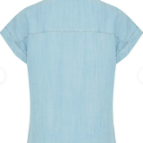 SSLV DENIM BUTTON DOWN BLOUSE