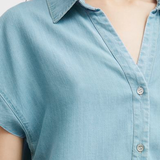 SSLV DENIM BUTTON DOWN BLOUSE