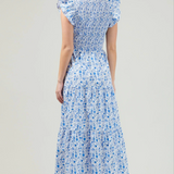 SUNFIRE SMOCKED TIERED MIDI DRESS