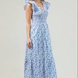 SUNFIRE SMOCKED TIERED MIDI DRESS