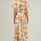 ABSTRACT TIERED MIDI DRESS