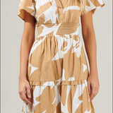 ABSTRACT TIERED MIDI DRESS