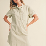 WASHED SHORT SLEEVE SHIRT DRESS
