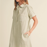 WASHED SHORT SLEEVE SHIRT DRESS