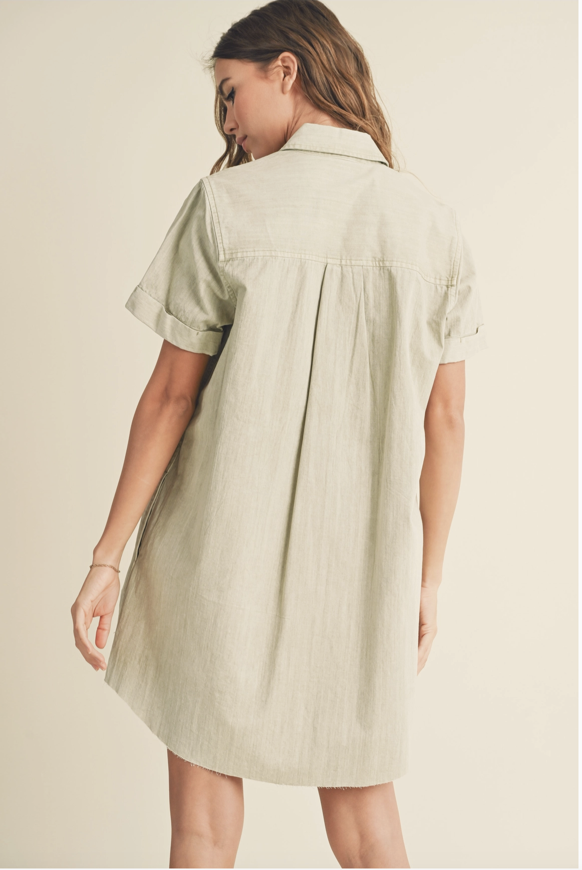 WASHED SHORT SLEEVE SHIRT DRESS