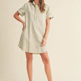 WASHED SHORT SLEEVE SHIRT DRESS