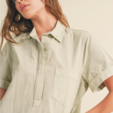 WASHED SHORT SLEEVE SHIRT DRESS