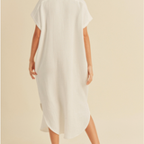 GAUZE LONG BUTTON DOWN SHIRT DRESS