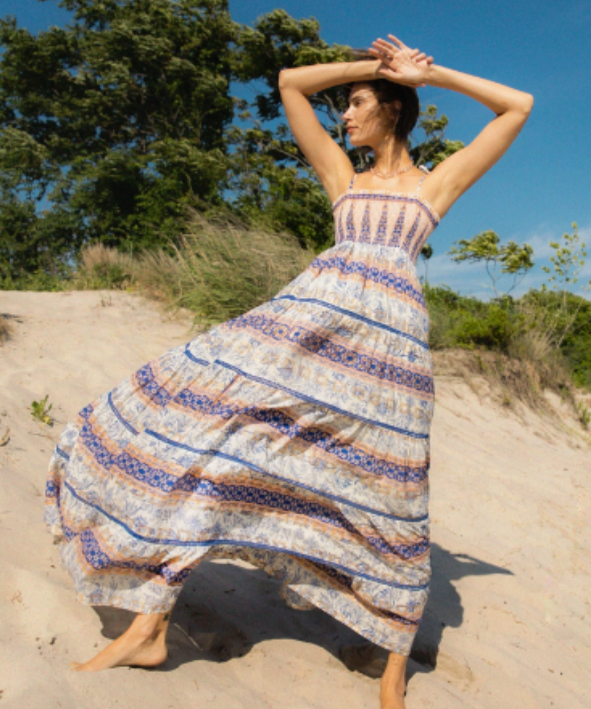 GARDEN STRAP TIE MAXI DRESS