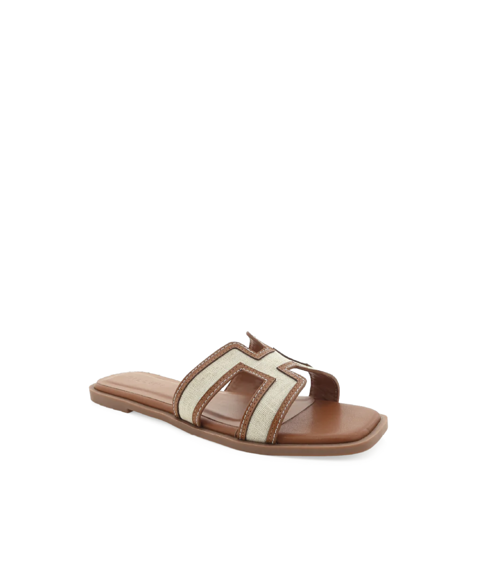 H NATURAL LINEN SANDALS