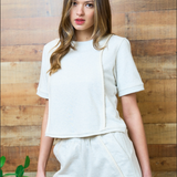 KNIT TOP W/ BRAIDED PIPING DETAIL